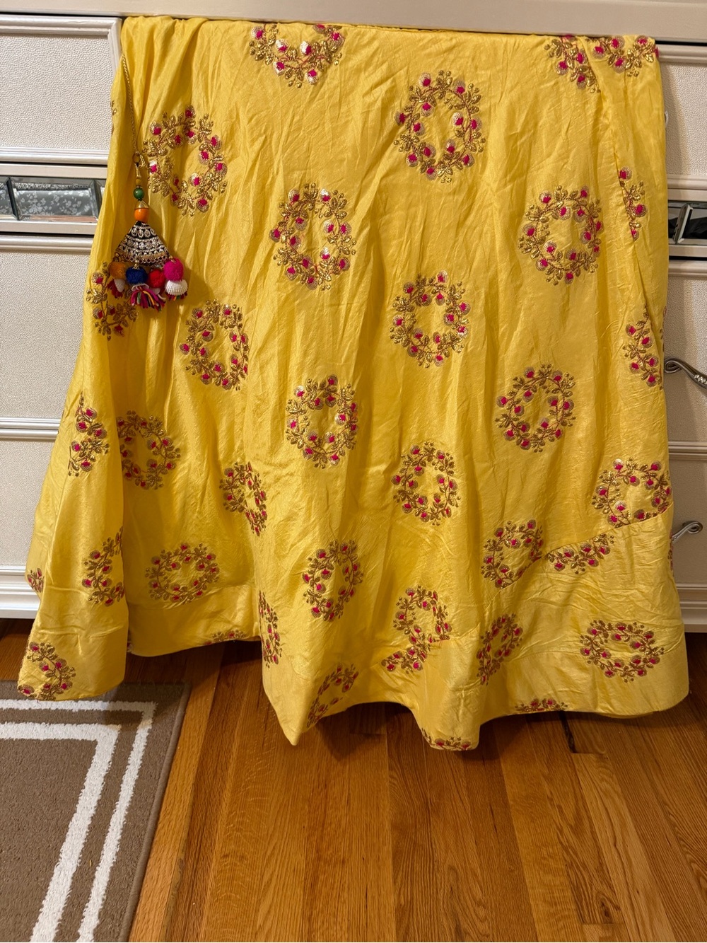 Yellow Floral Embroidered Women’s Skirt